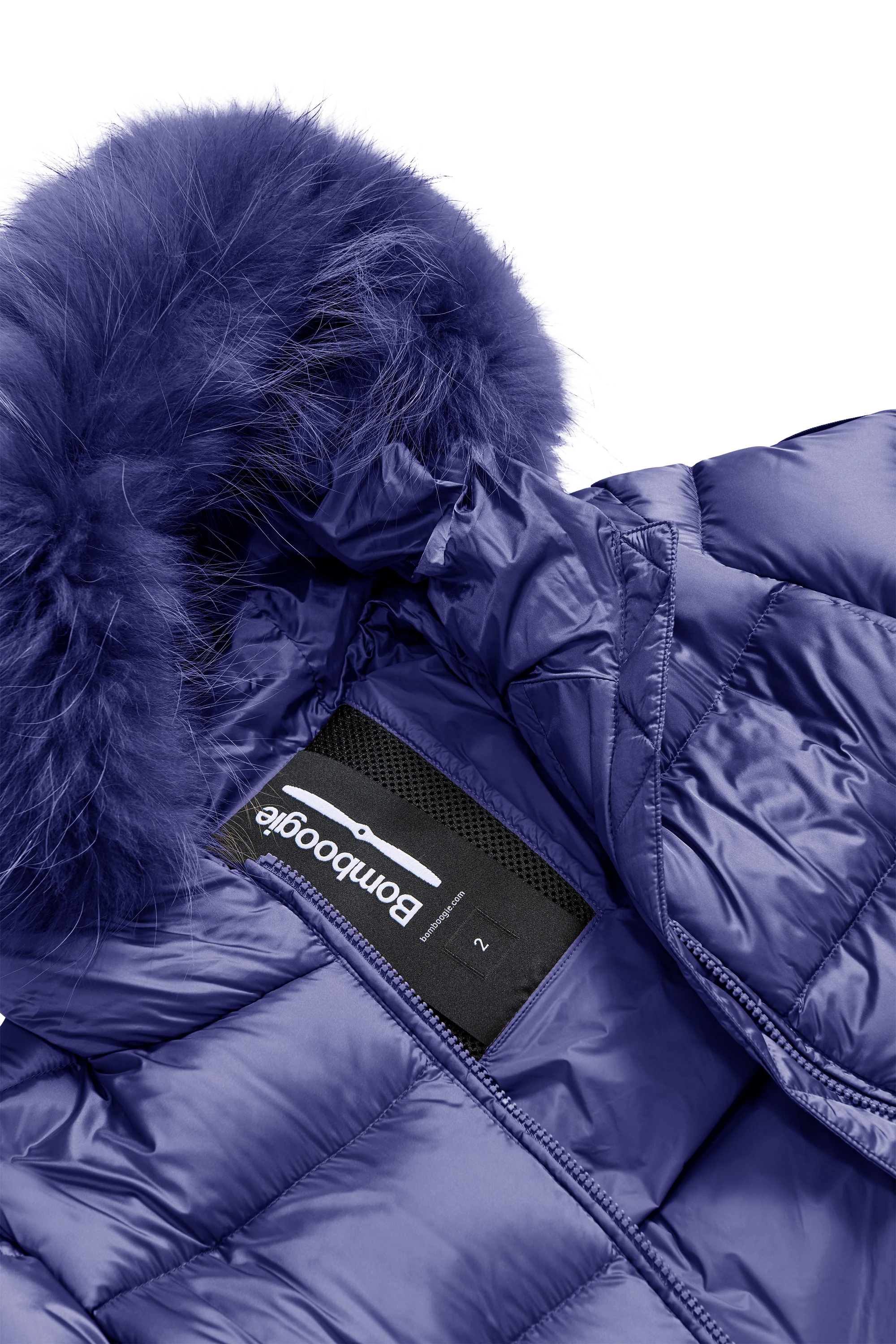 Piumino lungo da donna slim imbottito downproof windproof con cappuccio e pelliccia staccabile - Image 58