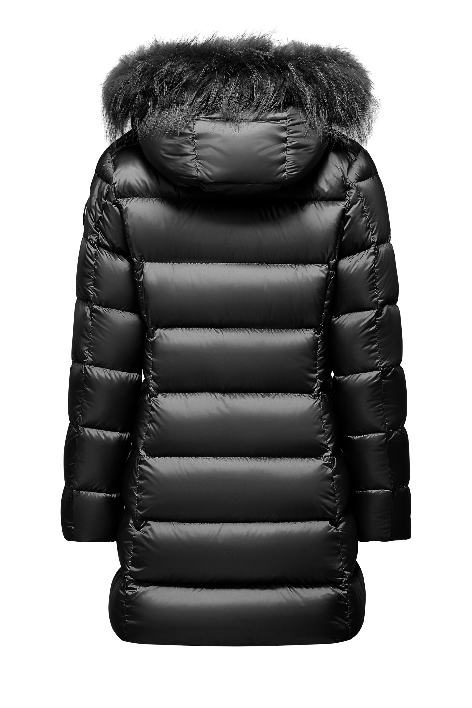 Piumino lungo da donna slim imbottito downproof windproof con cappuccio e pelliccia staccabile - Image 9