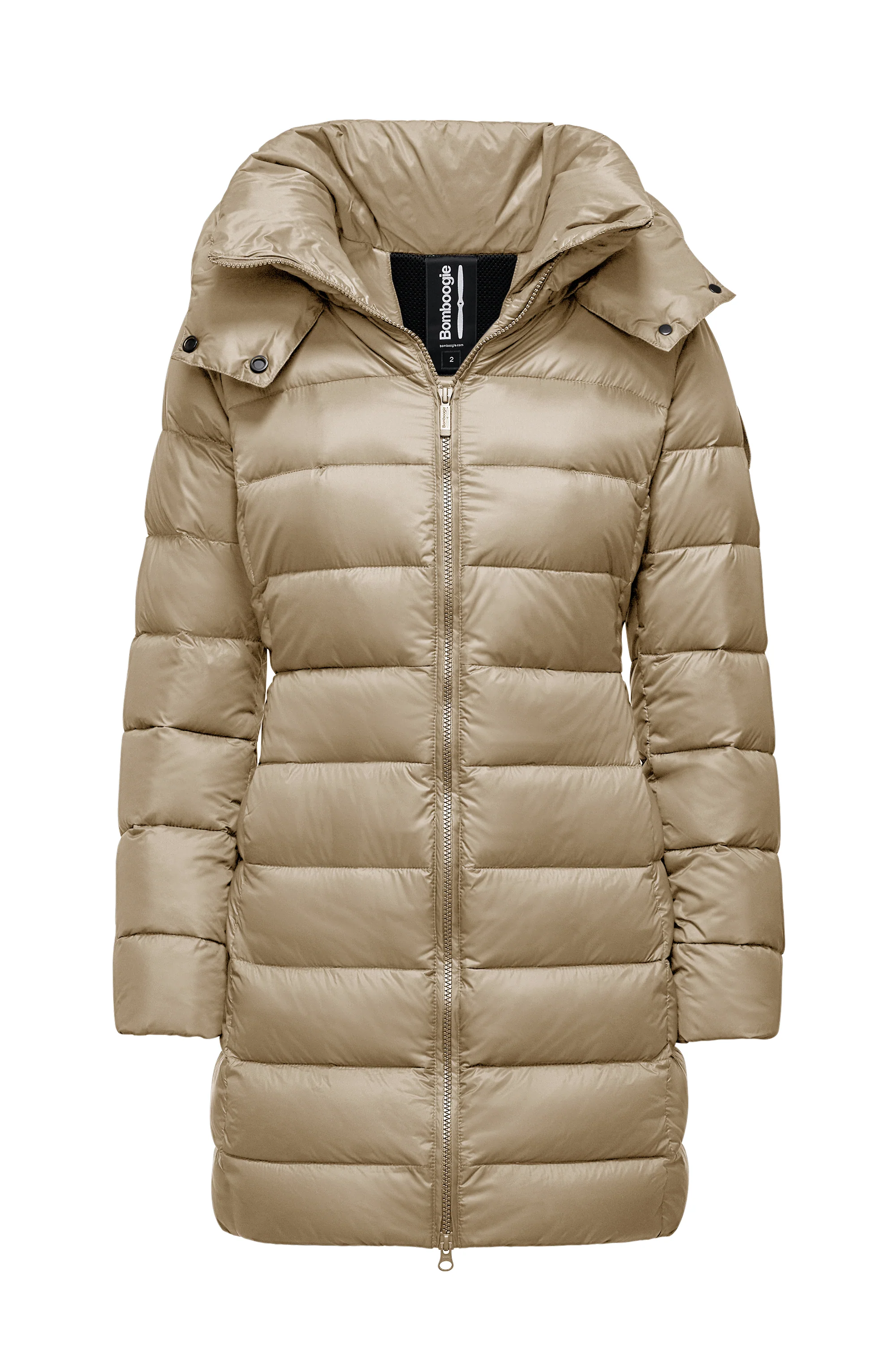Piumino lungo in nylon stretch con cappuccio staccabile - Image 7