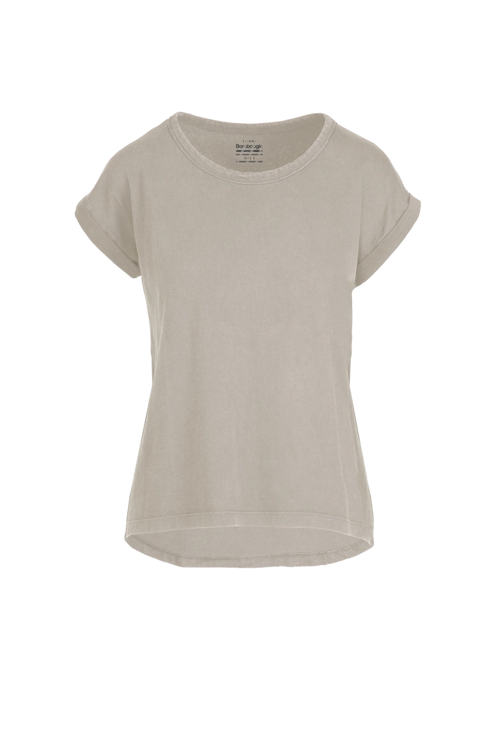 T-Shirt Girocollo con Taglio Vivo e Maniche Risvoltate - Image 3