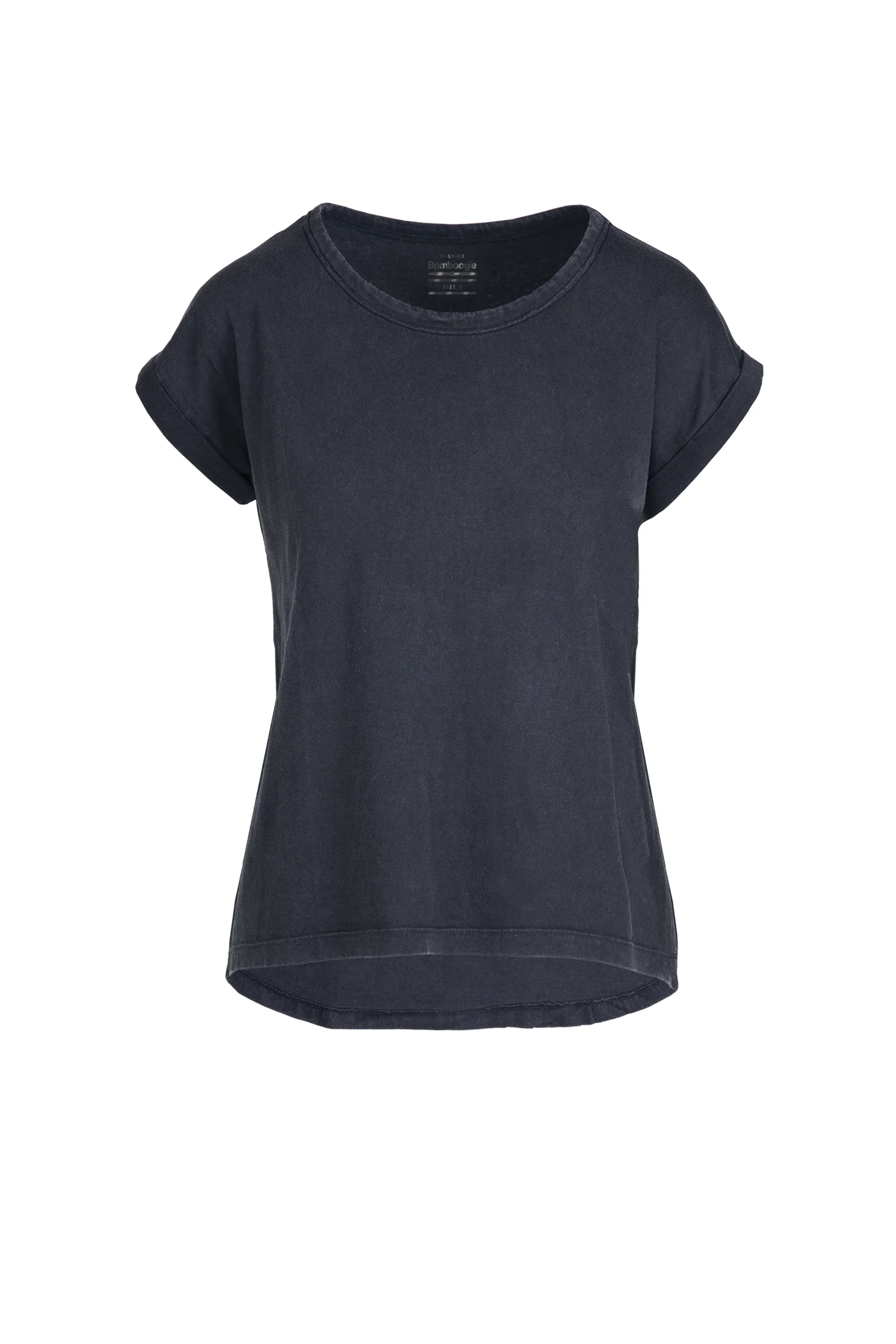 T-Shirt Girocollo con Taglio Vivo e Maniche Risvoltate - Image 4