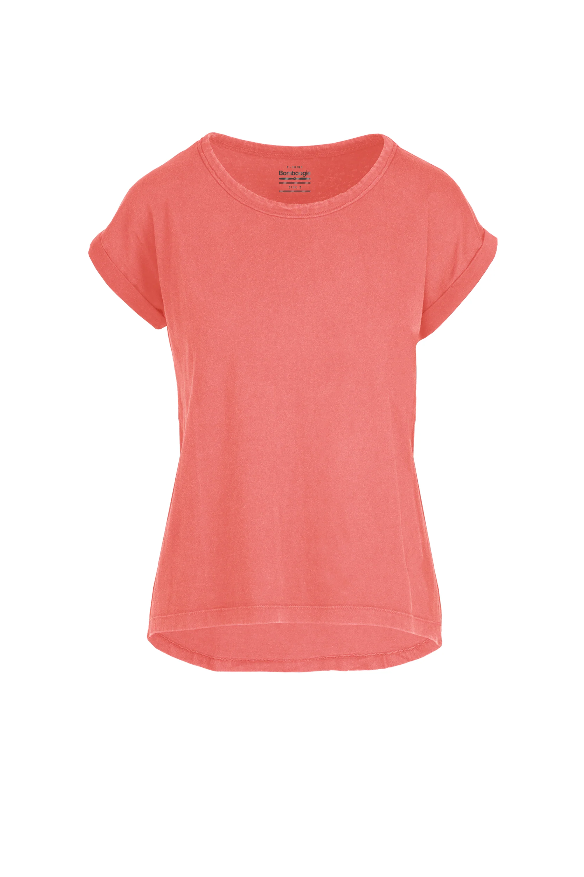 T-Shirt Girocollo con Taglio Vivo e Maniche Risvoltate - Image 6