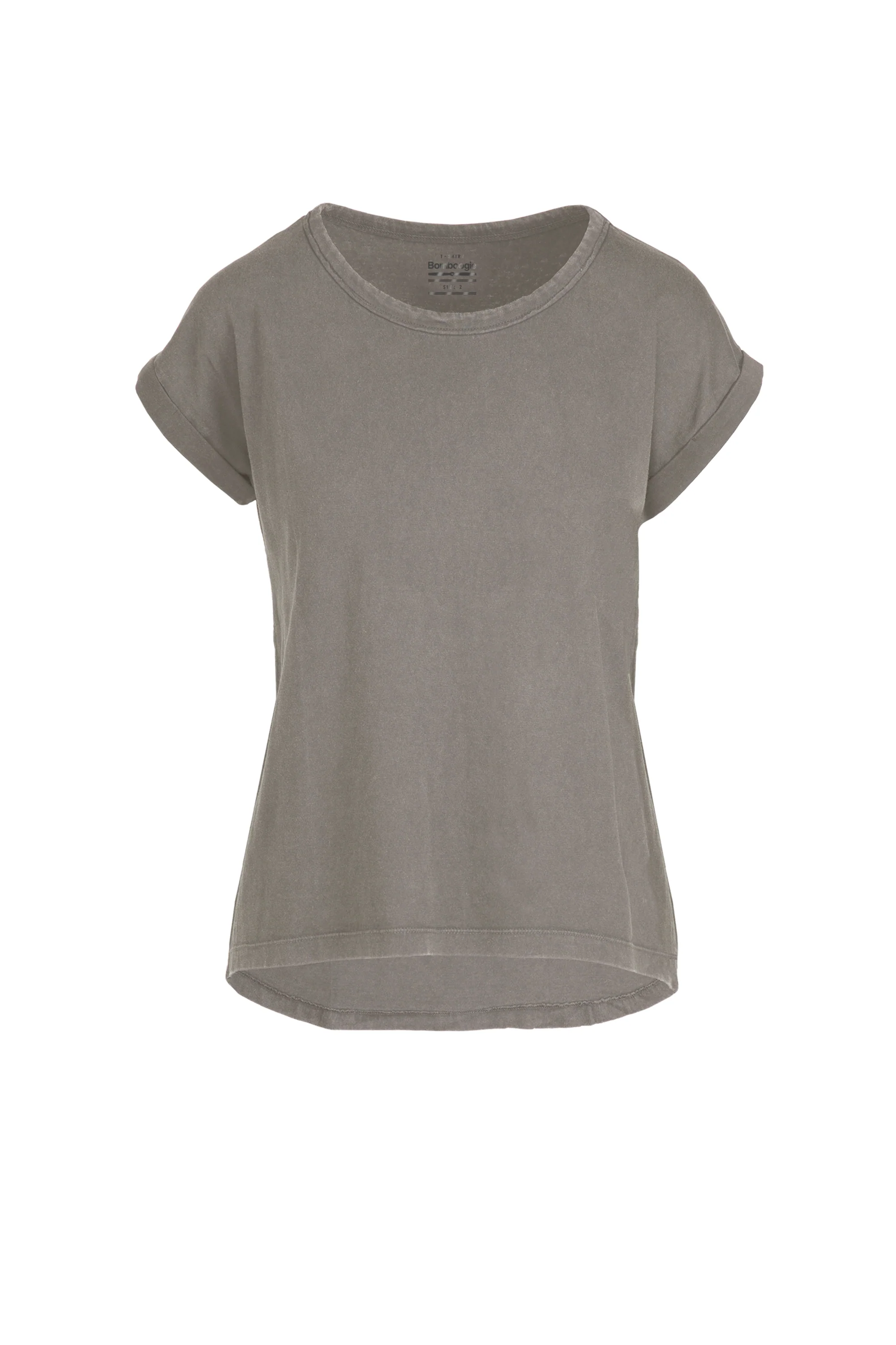 T-Shirt Girocollo con Taglio Vivo e Maniche Risvoltate - Image 7